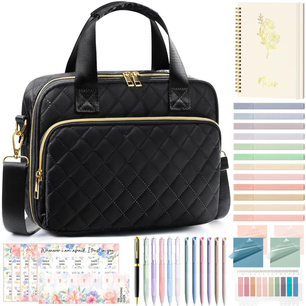 BibleNest Quilted Bible Tote Bag + Cover Set