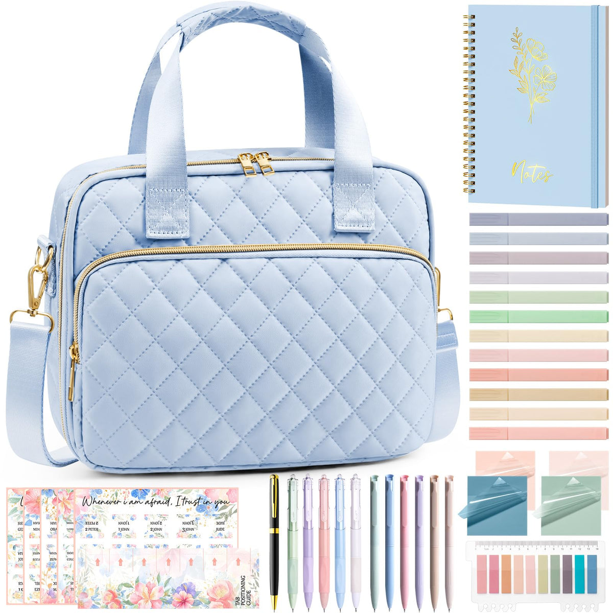 BibleNest Bible Tote Bag with 36-Piece Journaling Kit