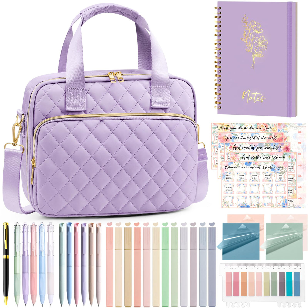 BibleNest Bible Tote Bag with 36-Piece Journaling Kit