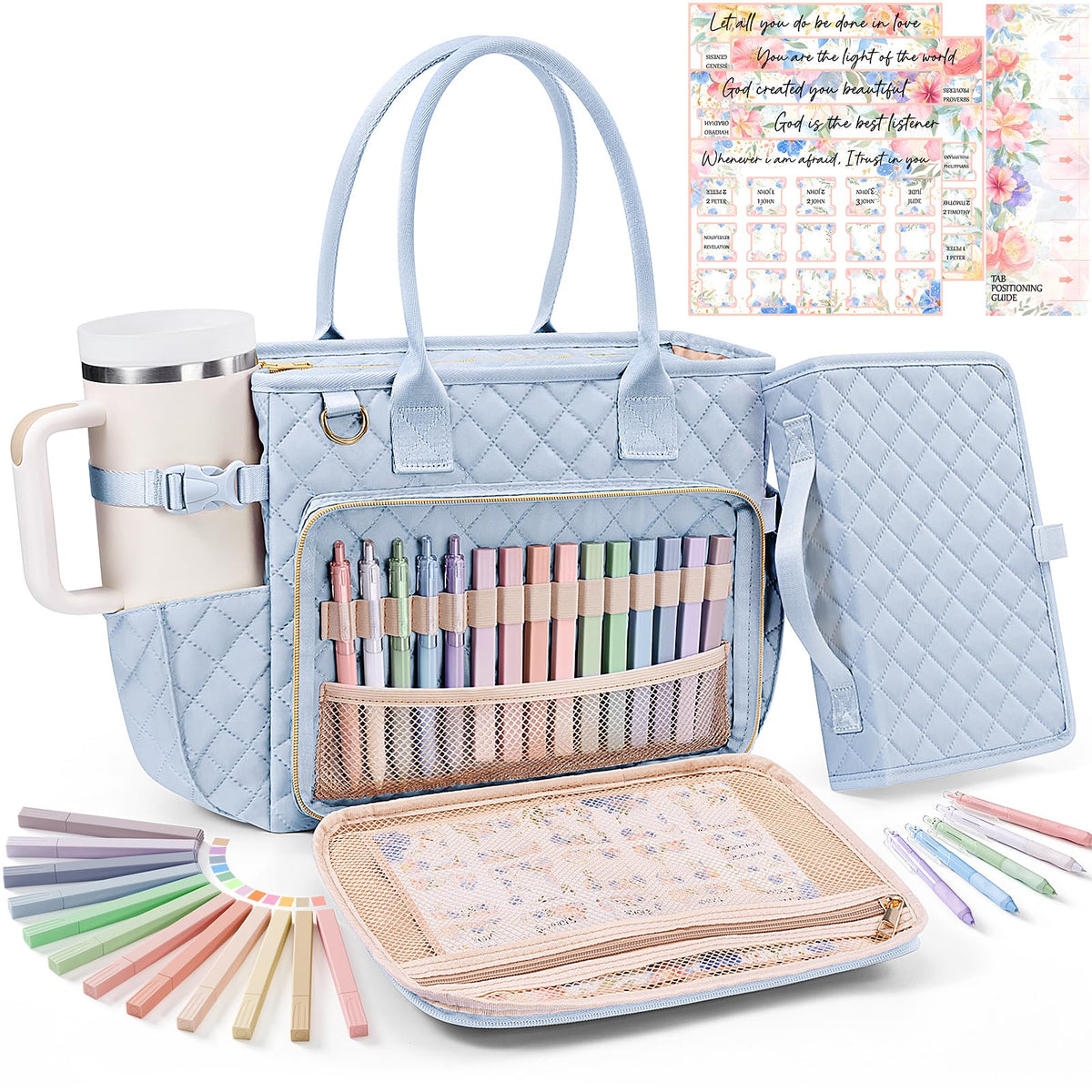 BibleNest Quilted Bible Tote Bag + Cover Set