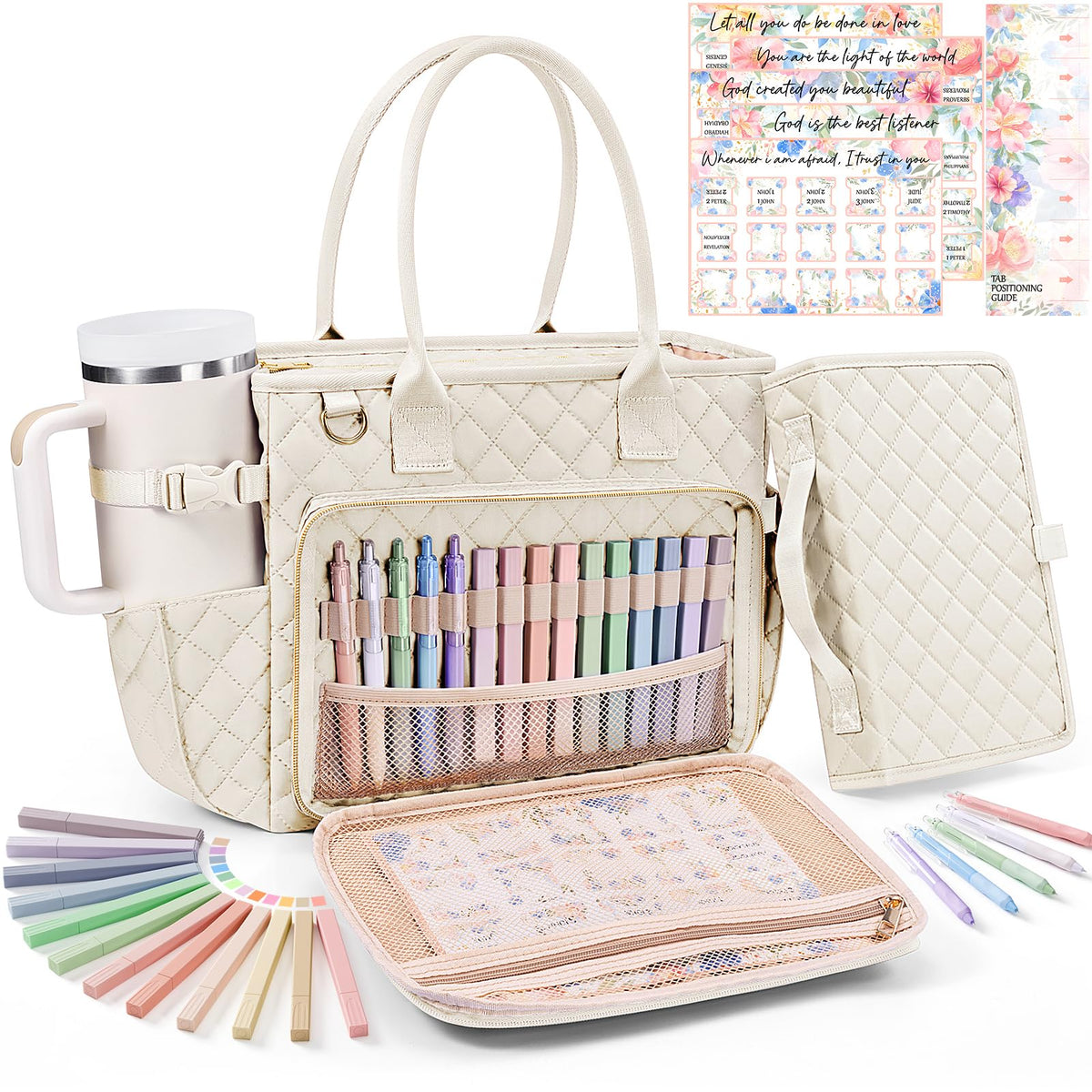 BibleNest Quilted Bible Tote Bag + Cover Set