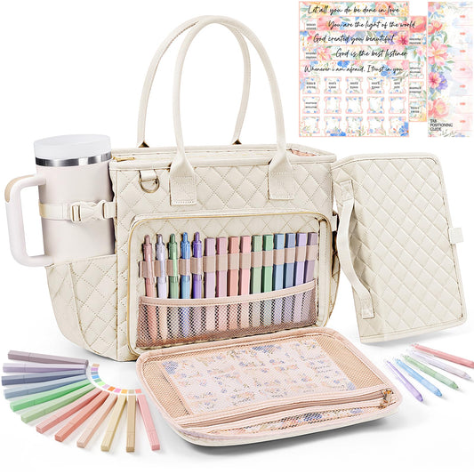 BibleNest Quilted Bible Tote Bag + Cover Set