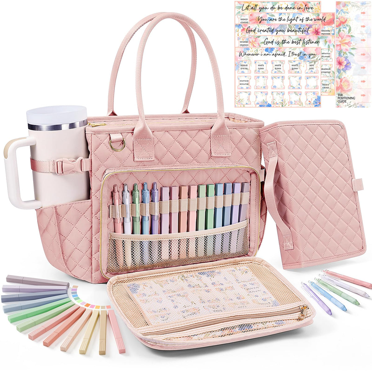 BibleNest Quilted Bible Tote Bag + Cover Set