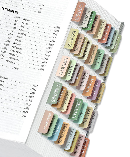 BibleNest Bible Tabs – 75 Large Print Index Tabs (Neutral)