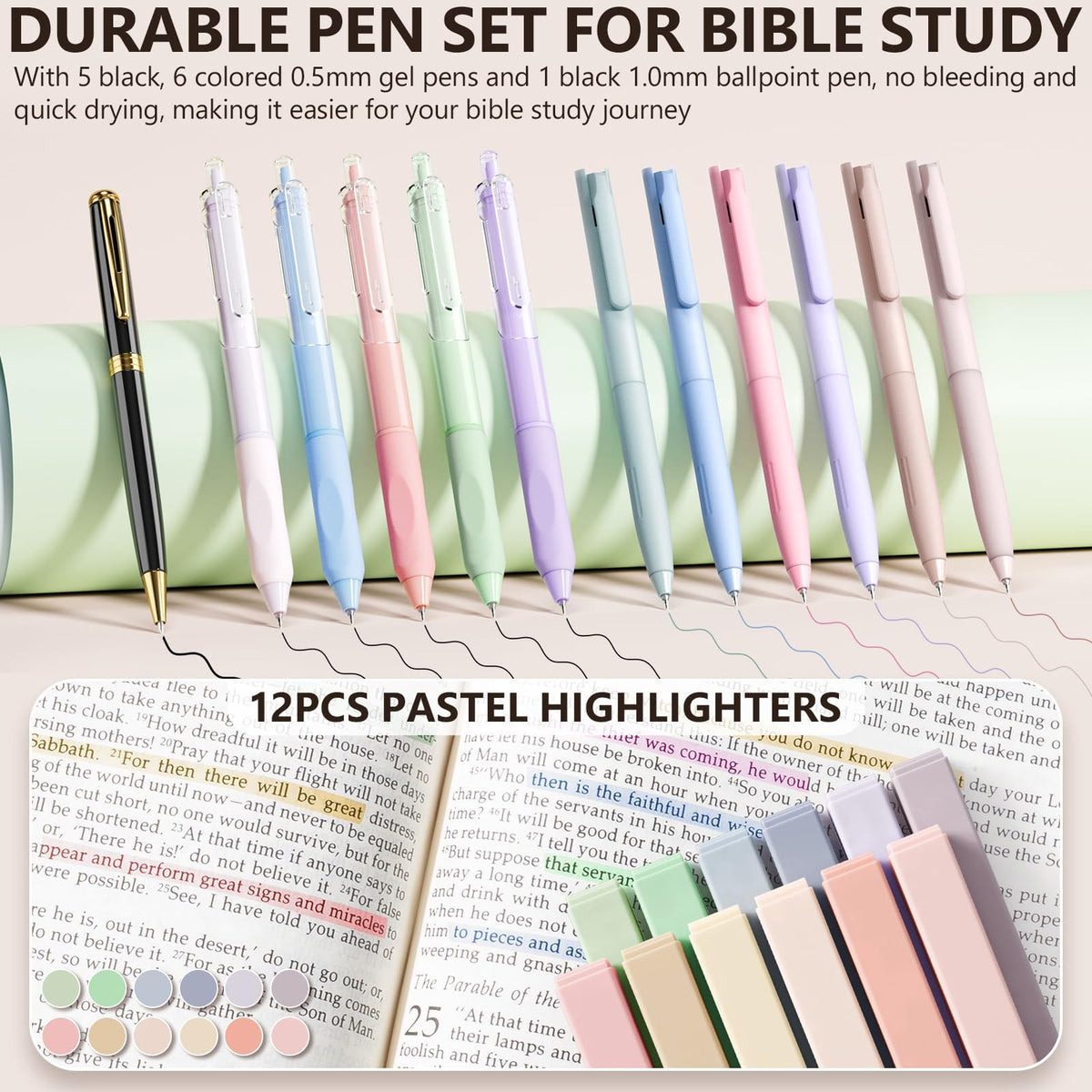 BibleNest Bible Tote Bag with 36-Piece Journaling Kit
