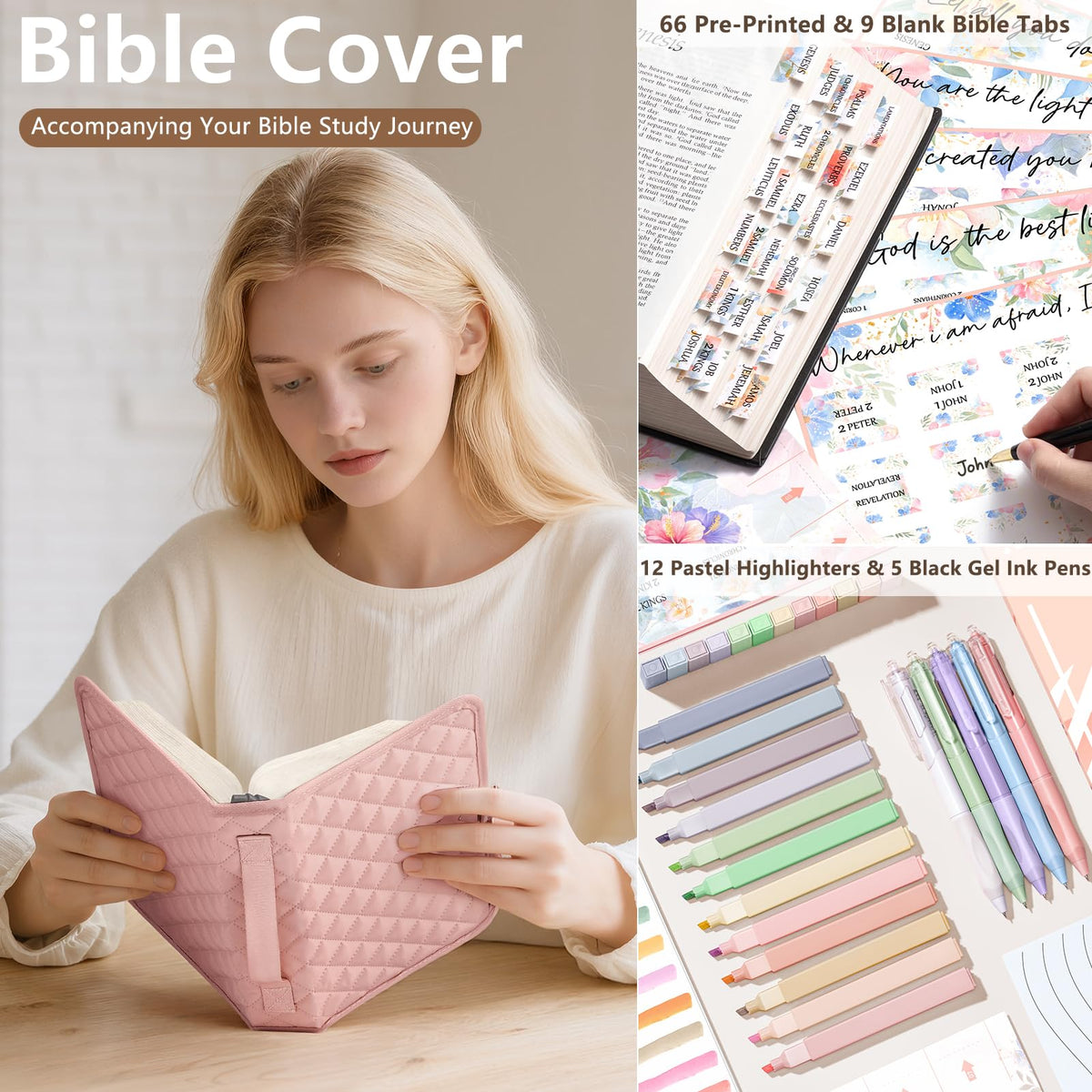 BibleNest Quilted Bible Tote Bag + Cover Set
