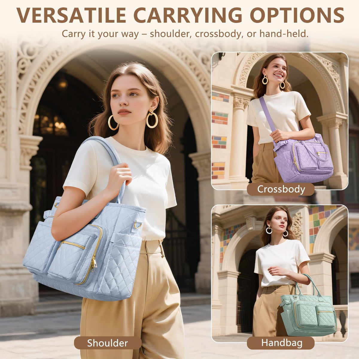 BibleNest Quilted Bible Tote Bag + Cover Set