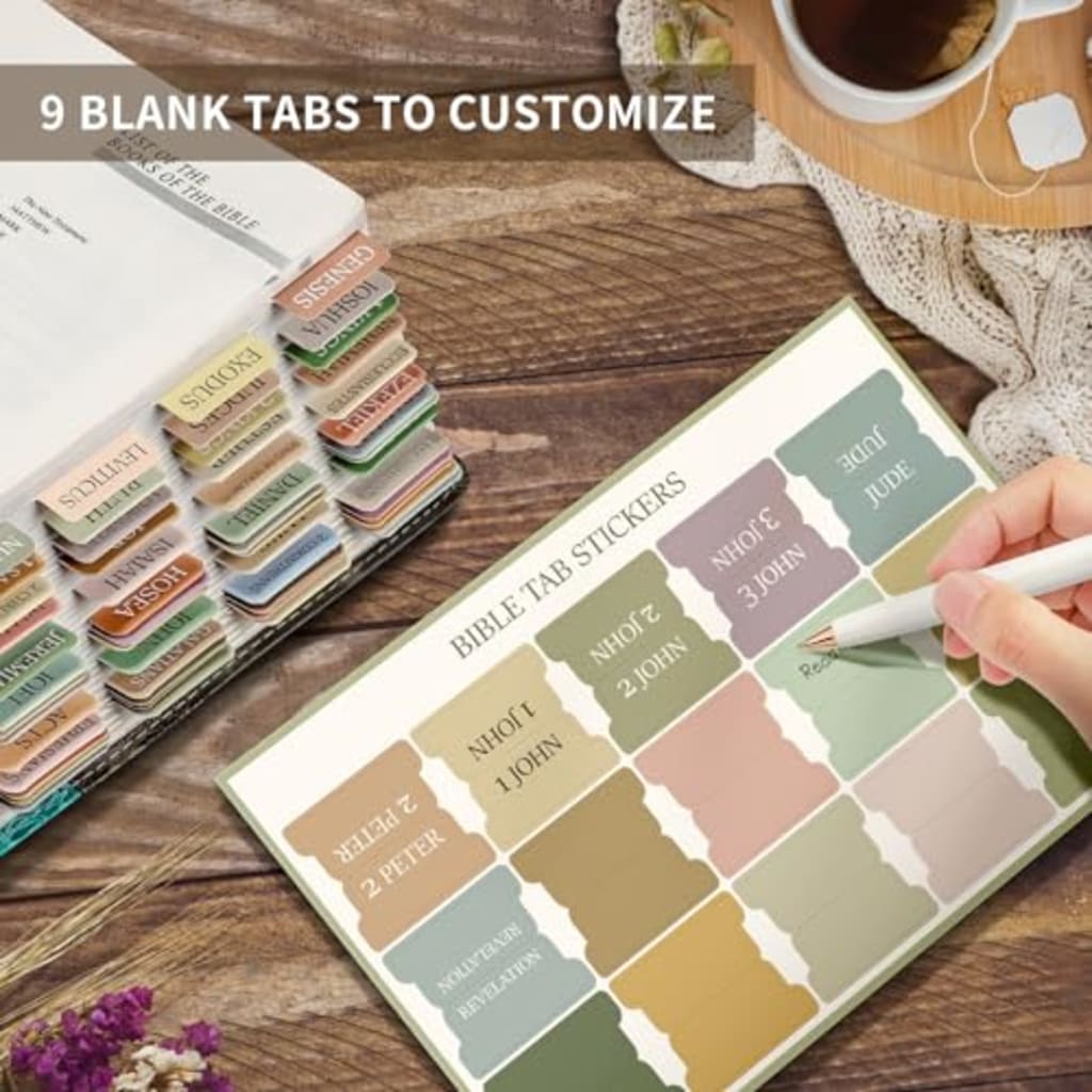 BibleNest Bible Tabs – 75 Large Print Index Tabs (Neutral)