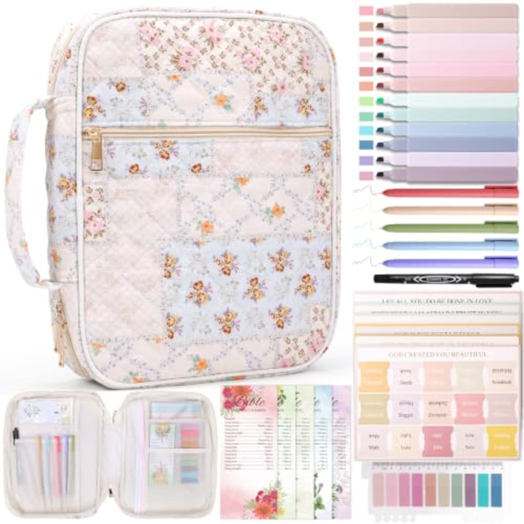 BibleNest Bible Cover & Journaling Bag - Floral Patchwork