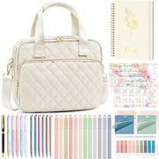 BibleNest Bible Tote Bag - Beige with 36-piece journaling kit