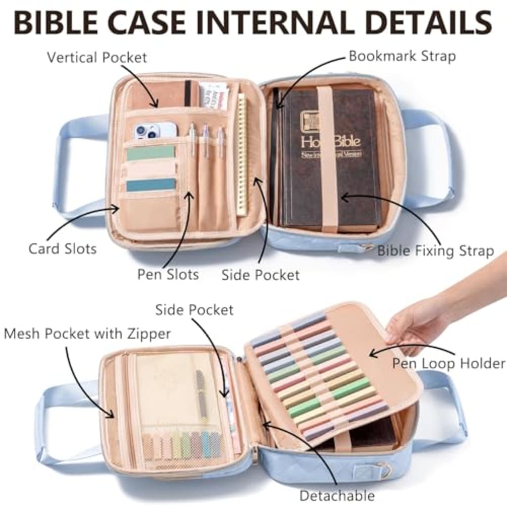 BibleNest Bible Tote Bag with 36-Piece Journaling Kit – Beige