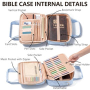 BibleNest Bible Tote Bag with 36-Piece Journaling Kit – Beige
