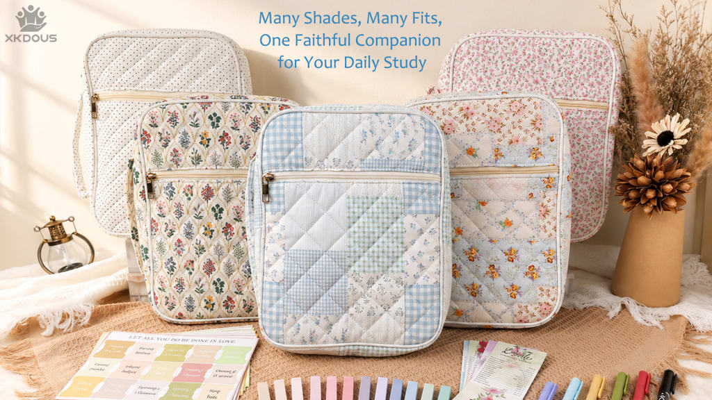 BibleNest Bible Cover & Journaling Bag – Quilted Floral Patchwork