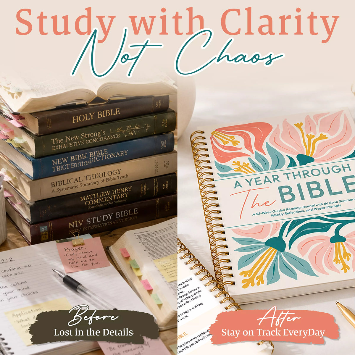 A Year Through the Bible – 52-Week Guided Bible Study Journal